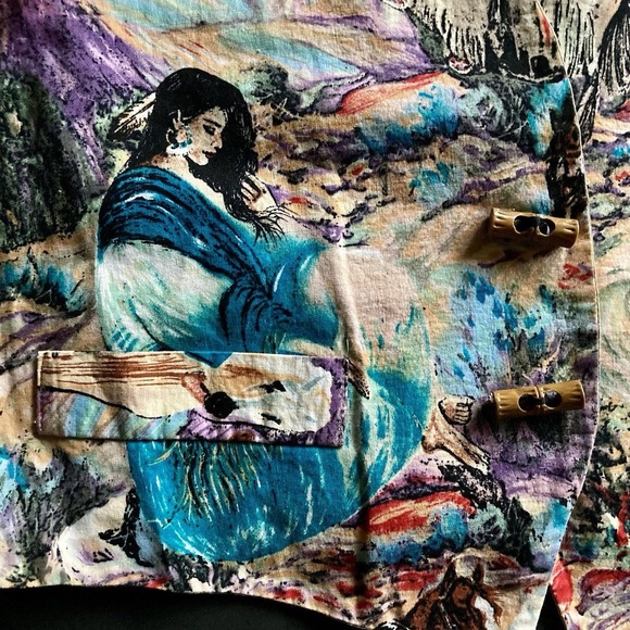 Vtg 80s 90s Jane Marioni Reversible Vest Native American Women M/L Western Horse - Picture 5 of 16